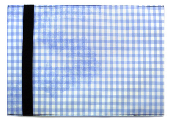 Reversible blue check and flowers book cover